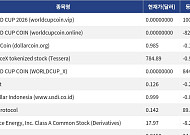 [신규 코인 톱10] WORLD CUP 2026 100.19% 상승, WORLD CUP COIN 82.14% 하락