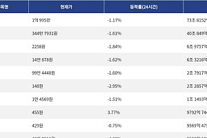 [거래량 톱 코인 10] 비트코인 1억 995만원, 이더리움 344만 7931원