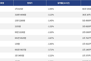 [거래량 톱 코인 10] 비트코인 1억 415만원, 이더리움 318만 4698원