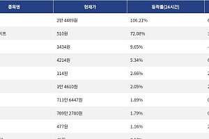 [상승 코인 10] RaveDAO 106.21% 급등, 바이낸스라이프 72.08% 상승