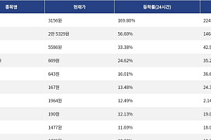 [상승 코인 10] 사이렌 169.80% 급등, RaveDAO 56.60% 상승세