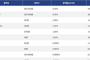 [상승 코인 10] 딕시 4.35% 상승, 베니스 토큰 4.35% 강세
