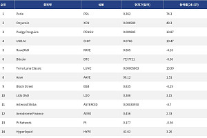[인기 검색 코인 톱15] 비트코인 숨 고르기 속 PENGU·Perle·HYPE로 쏠린 시선