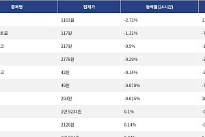 [하락 코인 10] 사이렌 -2.72% 하락, 스카이 프로토콜 -1.32% 약세