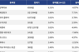 [코인시황] 인젝티브 6.31% 상승, 오디에라 41.96% 급락