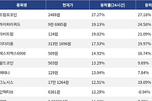 [코인시황] 트럼프코인 27.27% 상승, 바이낸스라이프 9.33% 하락