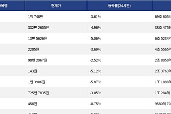 [거래량 톱 코인 10] 비트코인 1억 748만원, 이더리움 332만 2605원