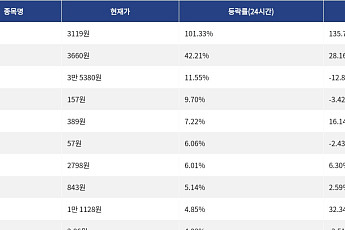 [상승 코인 10] siren 101.33% 급등, 밈코어 42.21% 상승세