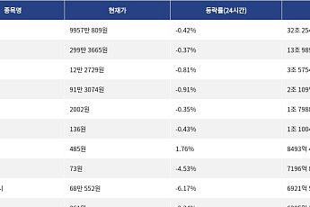 [거래량 톱 코인 10] 비트코인 9957만 809원, 이더리움 299만 3665원