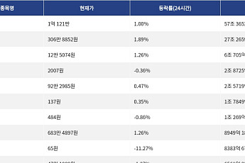 [거래량 톱 코인 10] 비트코인 1억 121만, 이더리움 306만 8852원