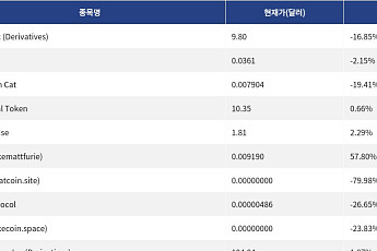 [신규 코인 톱10] Allbirds Inc 16.85% 하락, USD.AI 2.15% 하락