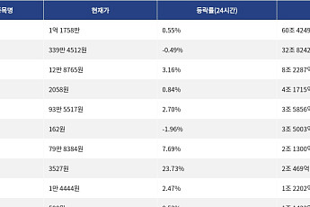 [거래량 톱 코인 10] 비트코인 1억 1758만 원, 이더리움 339만 4512원