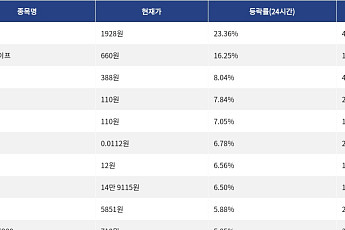 [상승 코인 10] 수이 23.36% 급등, 바이낸스라이프 16.25% 상승세