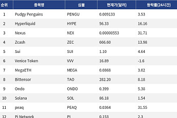 [인기 검색 코인 톱15] Hyperliquid·Zcash 급등…AI·실물연계 자산까지 확산