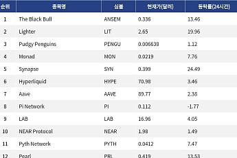 [인기 검색 코인 톱15] Hyperliquid·Synapse 강세…Pump.fun 등 밈코인도 부각
