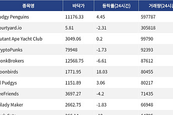 [핫 NFT] Pudgy Penguins, 일 거래량 59만7787달러… 바닥가 1만1176달러