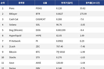 [인기 검색 코인 톱15] Bitlayer 175% 급등…비트코인 조정 속 테마주 순환매