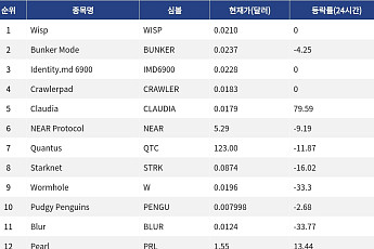 [인기 검색 코인 톱15] Blur·Wormhole 33%대 급락…급등락 종목에 검색 집중