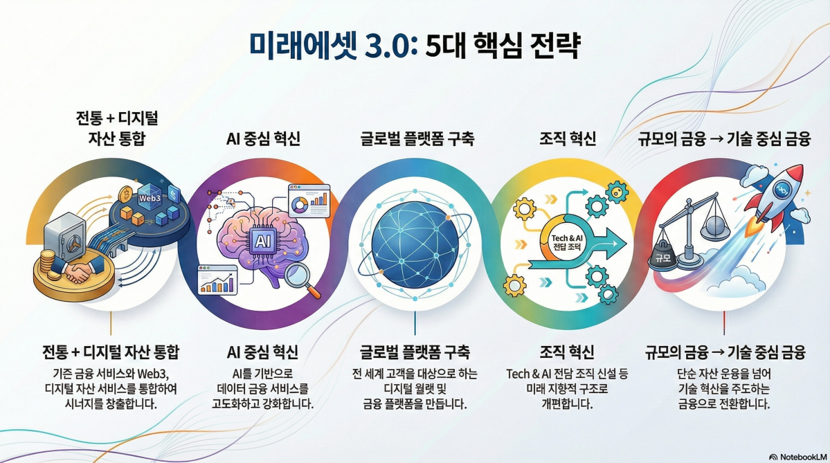 ▲미래에셋이 제시한 ‘미래에셋 3.0’ 전략 개념도 (구글 노트북LM)