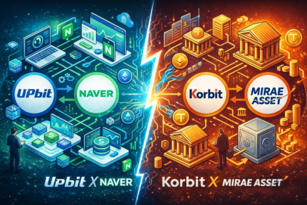 ▲업비트와 네이버, 코빗과 미래에셋 (챗GPT)