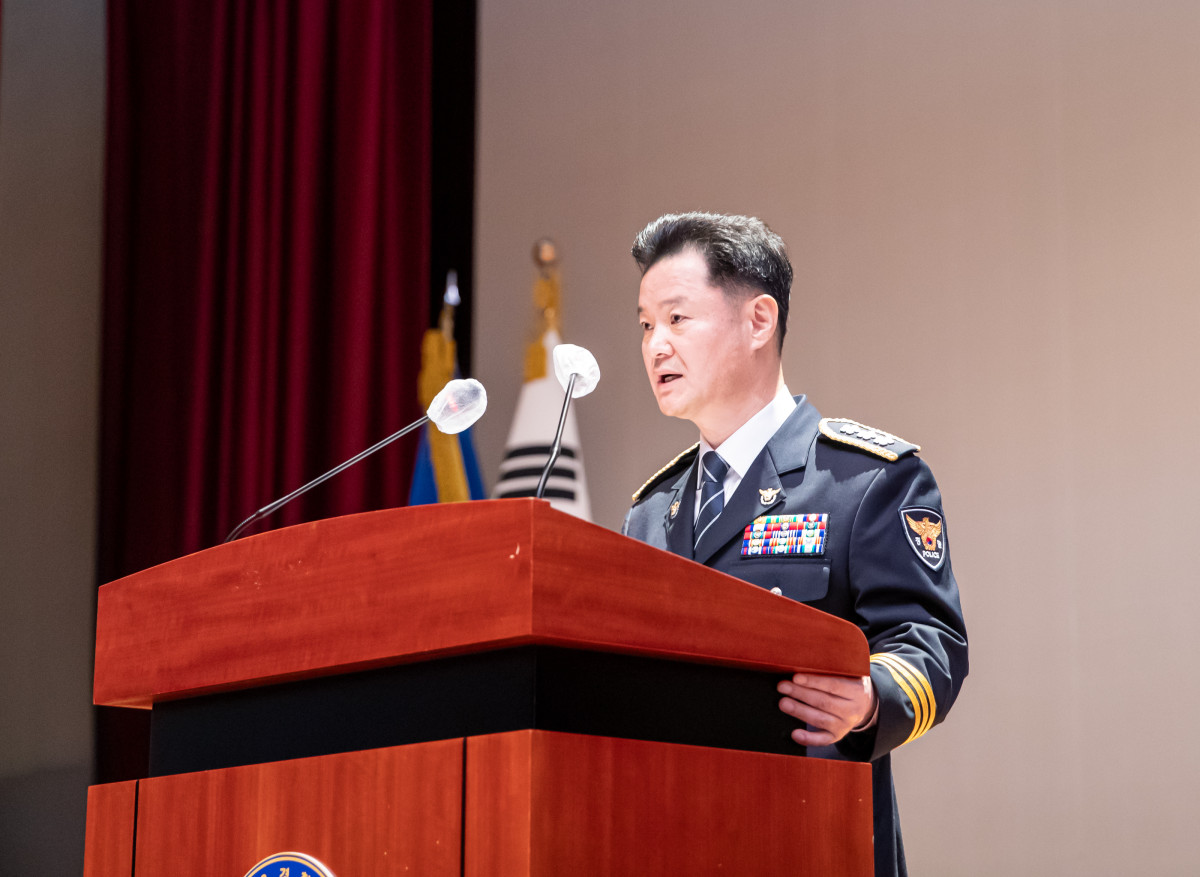 ▲지난해 10월 열린 제41대 경찰청장 취임식에서 박정보 경찰청장이 발언 중이다. (사진=서울 경찰청)