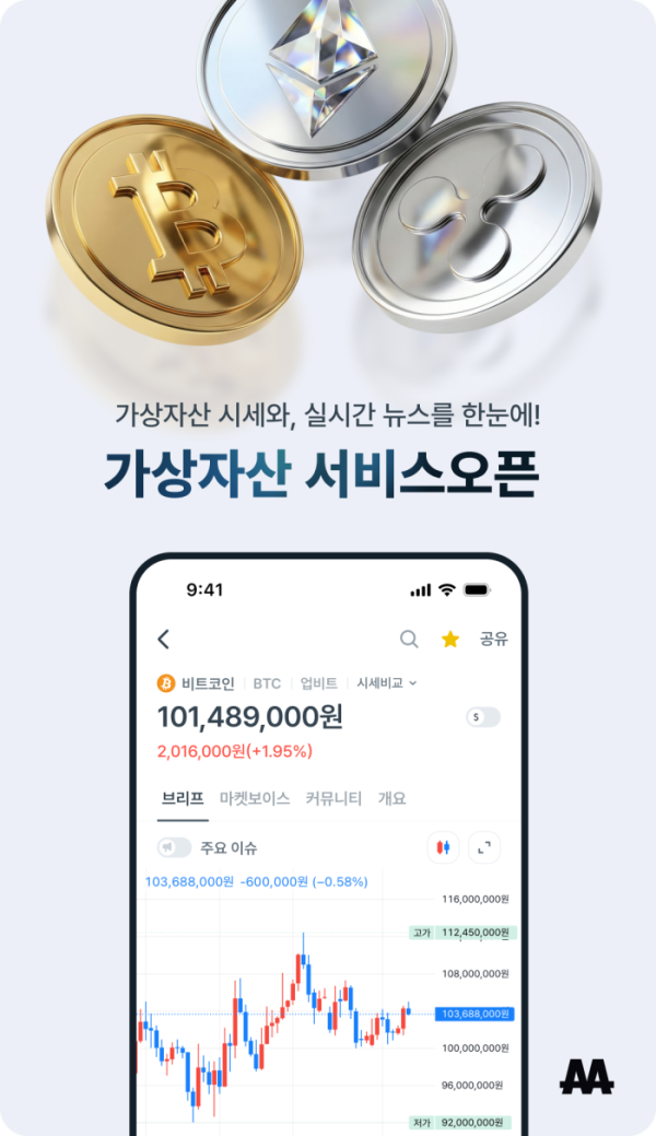 ▲스마일게이트자산운용 ‘머니터링’의 가상자산 서비스 화면. 비트코인 등 주요 가상자산 시세와 관련 정보를 한 화면에서 제공한다. (출처=머니터링)