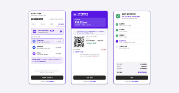 ▲오하이월렛 3.0 화면 예시. 가맹점은 오하이월렛을 통해 스테이블코인 결제와 입금 확인, 정산 절차를 처리할 수 있다. (사진제공=헥토월렛원)
