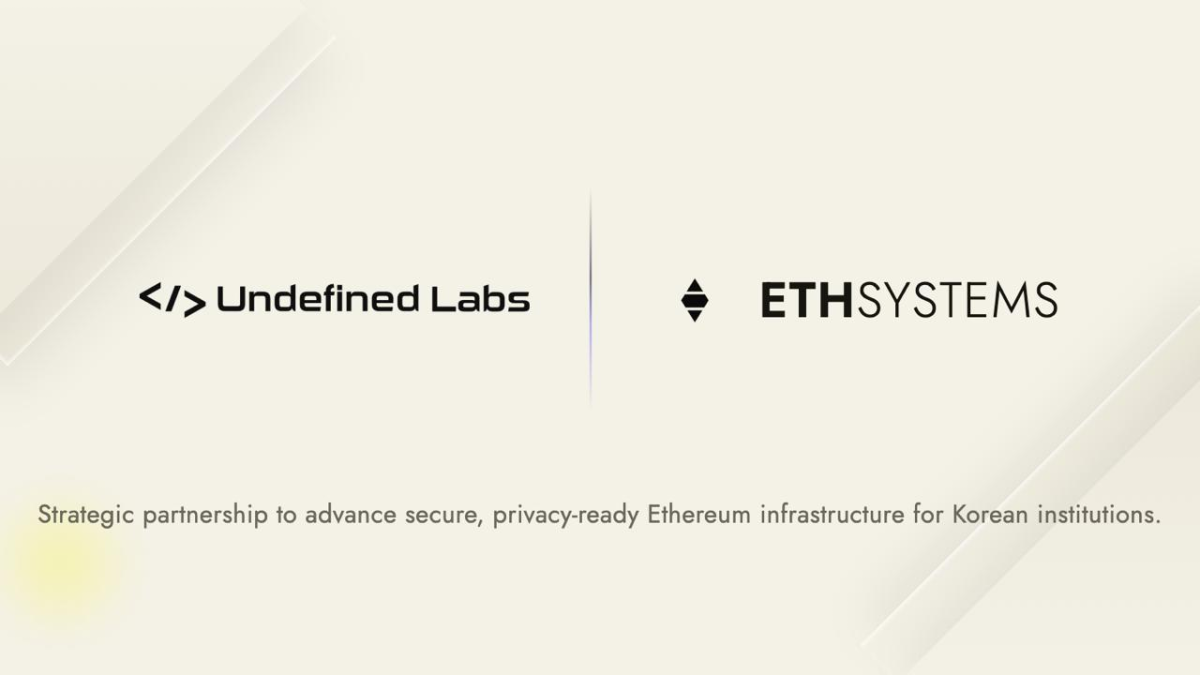 ▲언디파인드랩스와 EthSystems가 한국 금융기관의 이더리움 기반 금융 인프라 도입과 기관 협력 확대를 위한 전략적 업무협약(MOU)을 체결했다. (사진제공=언디파인드랩스)